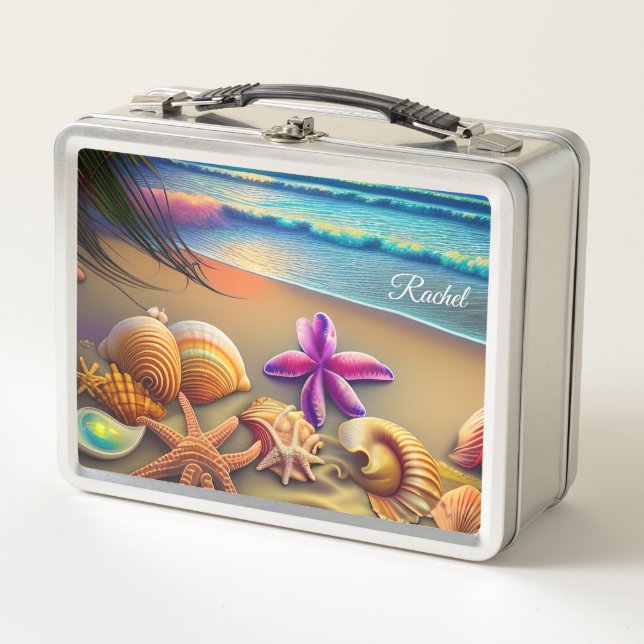 Schöne Seashells auf Ocean Beach Lunch Box (Vorderseite)