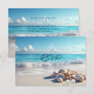 Schöne Seashells Starfish Beach Wedding RSVP Karte