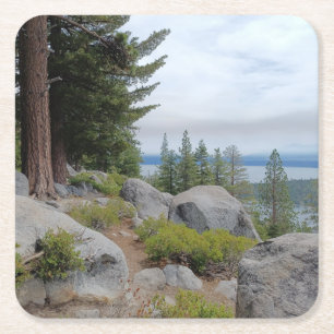 Schöne Seenlandschaft Tahoe Rechteckiger Pappuntersetzer