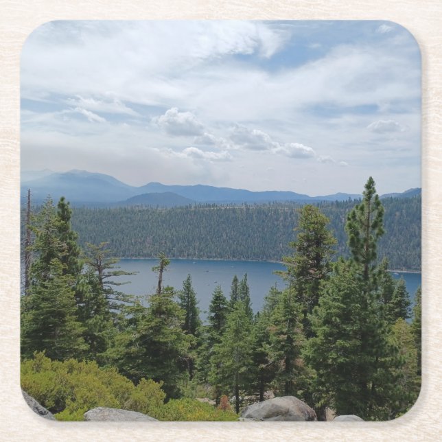 Schöne Seenlandschaft Tahoe Rechteckiger Pappuntersetzer (Vorderseite)