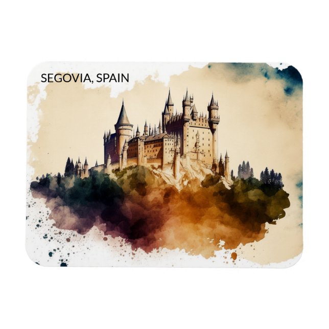Schöne Segovia Spanien Burg Gemälde Magnet (Horizontal)