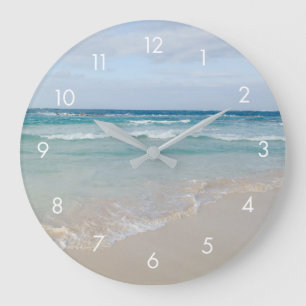 Schöne Serene Tropical Beach und Oclock Große Wanduhr