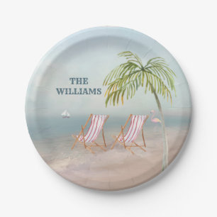 Schöne Serene Watercolor Beach Szene  Pappteller
