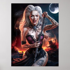 Schöne Sexy Lady Vampire Witz Poster Art