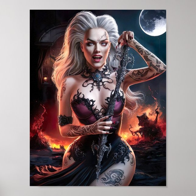 Schöne Sexy Lady Vampire Witz Poster Art (Vorne)