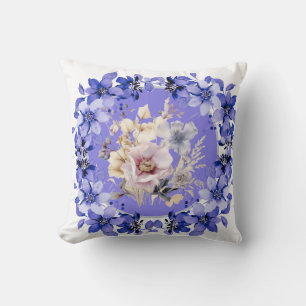 Schöne Shabby Chic Blaue und Rosa Florale Garten  Kissen