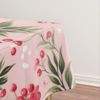 Schöne Shabby Chic rosa Weihnachtsblumen Berry Tischdecke