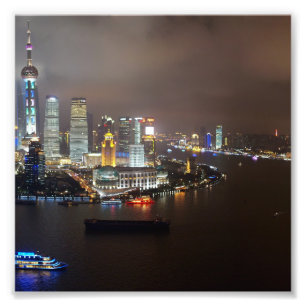 Schöne Shanghai-China in der Nacht Fotodruck