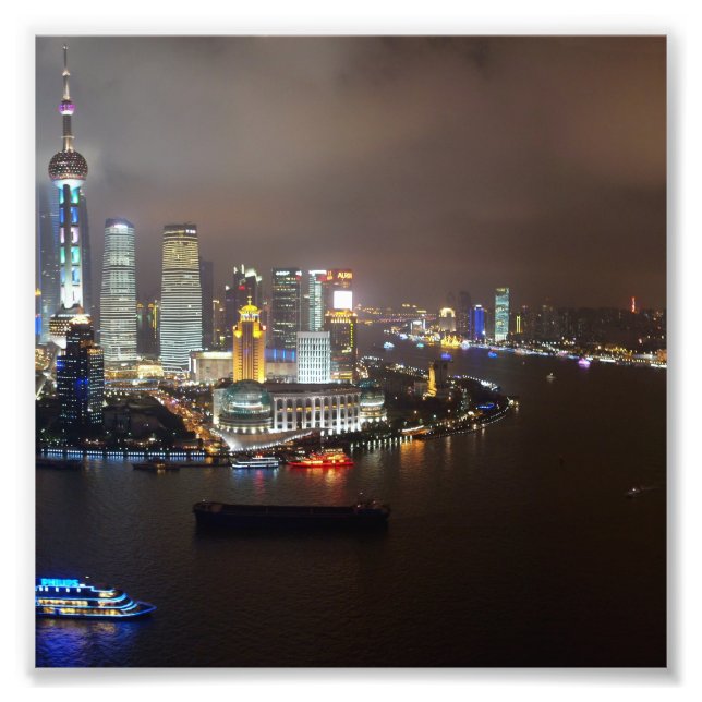 Schöne Shanghai-China in der Nacht Fotodruck (Vorne)