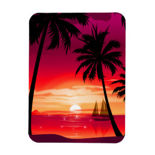Schöne Shimmery Insel Sunset & Sailboat Magnet