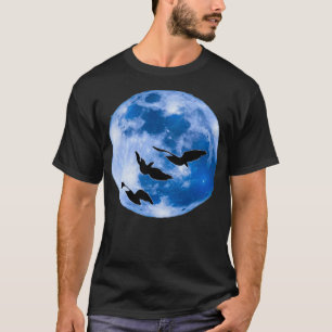 Schöne Sicht auf Mond und Vögel T-Shirt