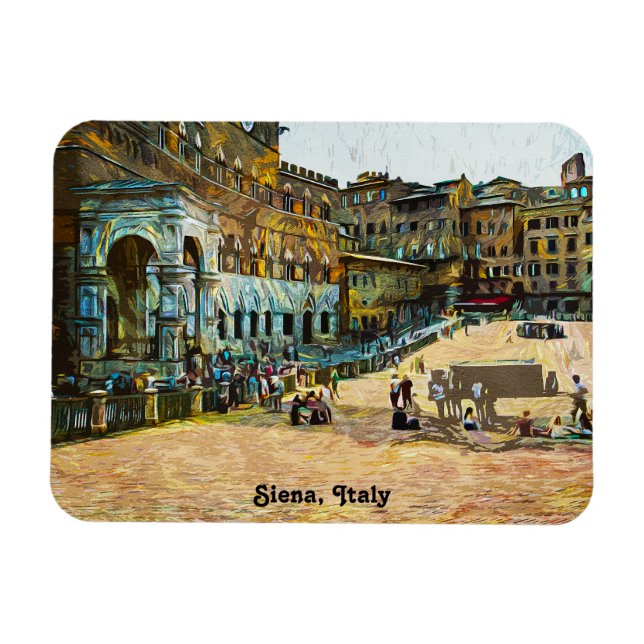 Schöne Siena Italien Ölgemälde in der Stadt Magnet (Horizontal)