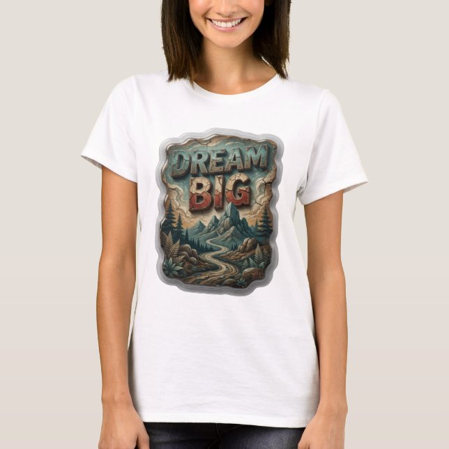 Schöne Silber-DREAM BIG Statement-T-Shirt T-Shirt (Vorderseite)