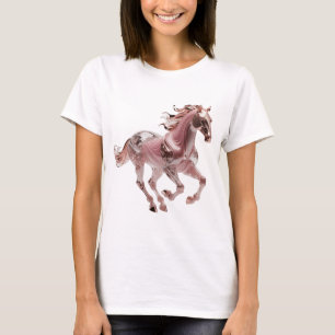 Schöne Silber-ROSE-GOLD-GLAS-PFERD-Textdesign T-Shirt