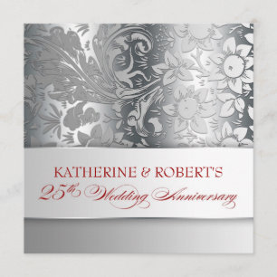 schöne silberne 25-Jubiläumseinladungen Einladung
