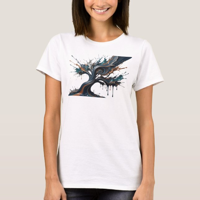 Schöne silberne ABSTRACT ART Tragbare Kunst T-Shirt (Vorderseite)