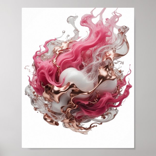 Schöne silberne ABSTRACTE KUNST Künstlerisches Mot Poster (Vorne)
