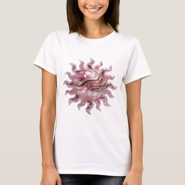 Schöne silberne ABSTRACTE KUNST Moderne Gestaltung T-Shirt (Vorderseite)