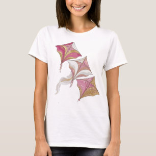 Schöne silberne DREI ROSA UND GOLDENE DRACHEN T-Shirt