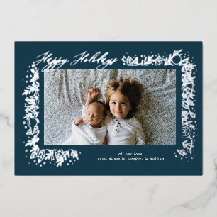 Schöne silberne nostalgische Ornamente Girlande Fe Folien Feiertagskarte