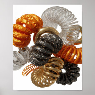 Schöne silberne ORANGE UND GOLD Haarband Druck Poster