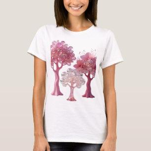 Schöne Silberne PINK DIAMANT BÄUME Tragbare Kunst T-Shirt