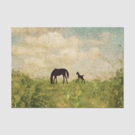 Schöne Silhouette Mare and Foal Horse Seidenpapier