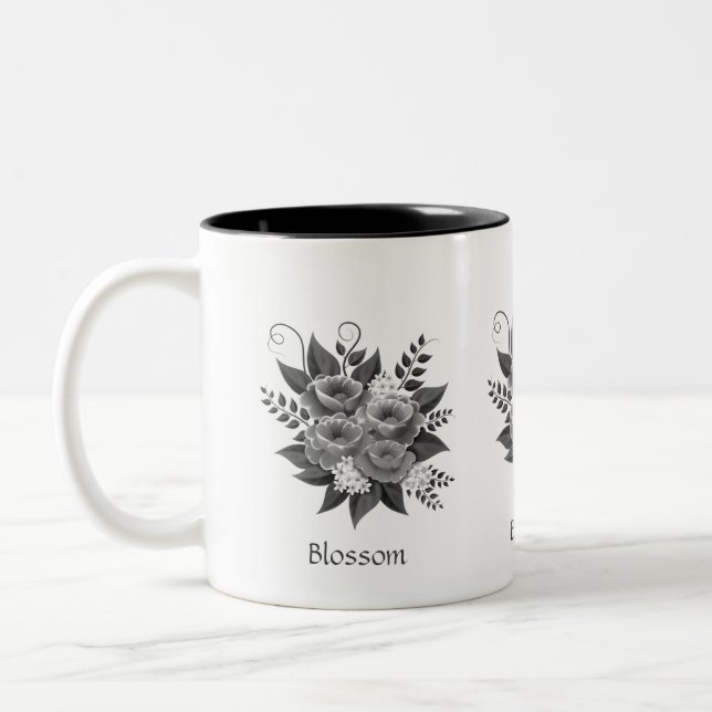 Schöne Silver Blume Bouquet Zweifarbige Tasse (Links)