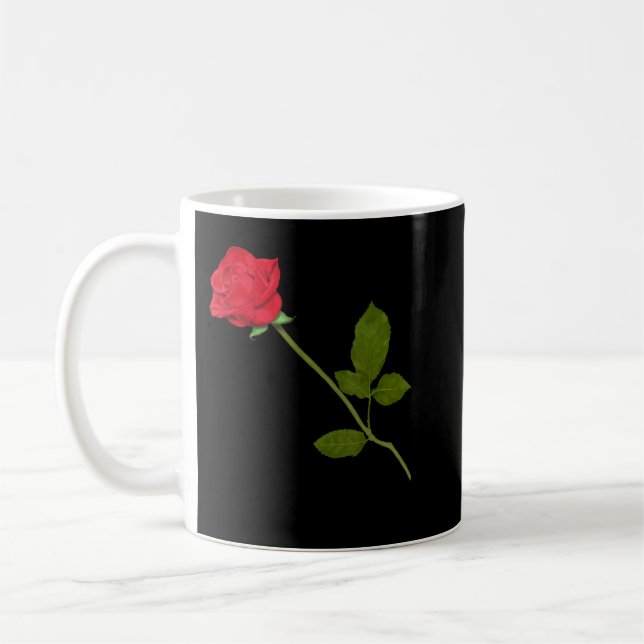 Schöne Single Rote Rose Blume Graphic Kaffeetasse (Links)