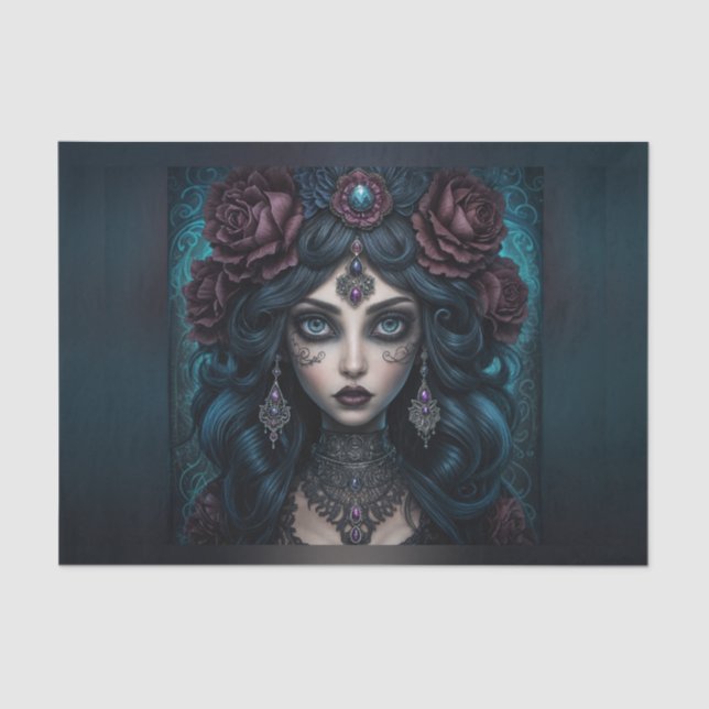 Schöne Sinti und Roma Fortune Teller Woman Decoupa Seidenpapier (Vorderseite)