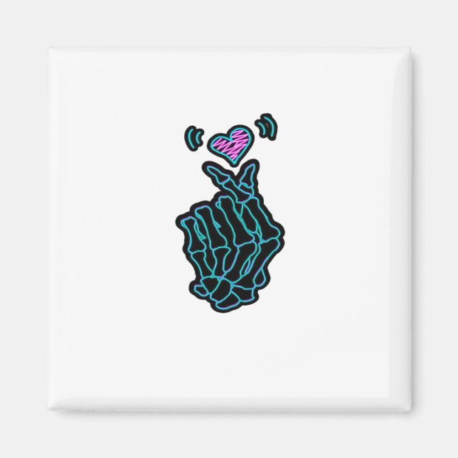 Schöne Skeletthandschuhe mit einem Herzsignal für  Magnet (Vorne)