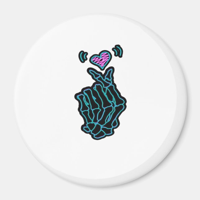 Schöne Skeletthandschuhe mit einem Herzsignal für  Magnet (Vorne)