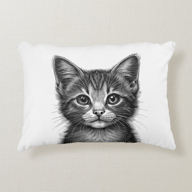 Schöne Skizze der jungen Katze Dekokissen (Vorderseite)