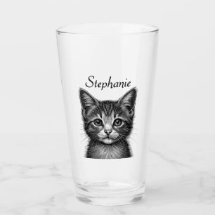 Schöne Skizze der jungen Katze Glas