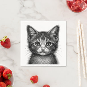 Schöne Skizze der jungen Katze Serviette