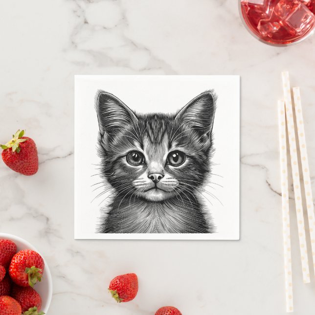 Schöne Skizze der jungen Katze Serviette (Beispiel)