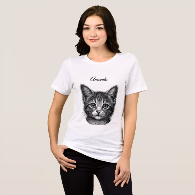 Schöne Skizze für junge Katzen Persönlich Tri-Blend Shirt (Vorderseite voll)