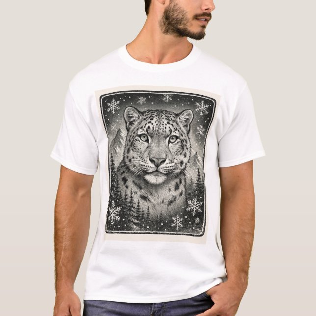 Schöne Skizze Snow Leopard T-Shirt (Vorderseite)