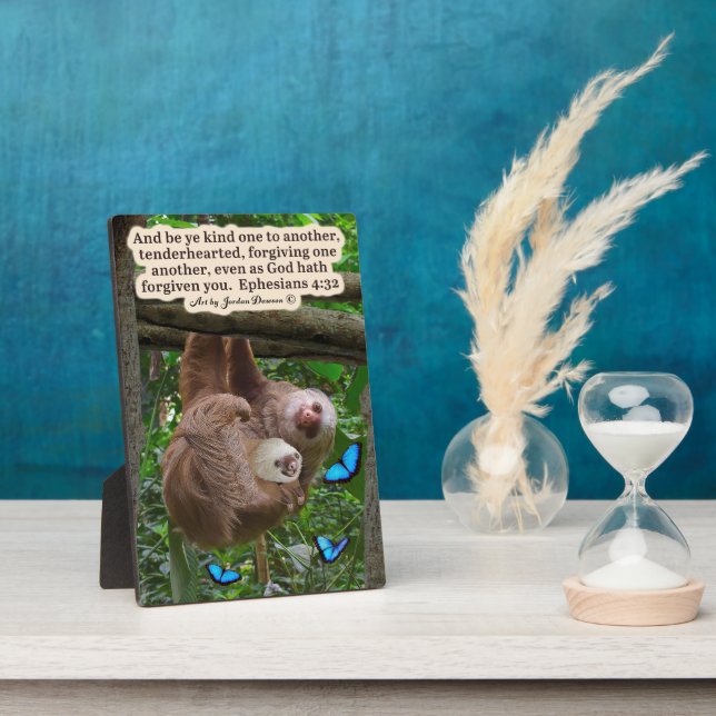Schöne Sloth Scripture Plaque Ephesians 4:32 Fotoplatte (Seite)