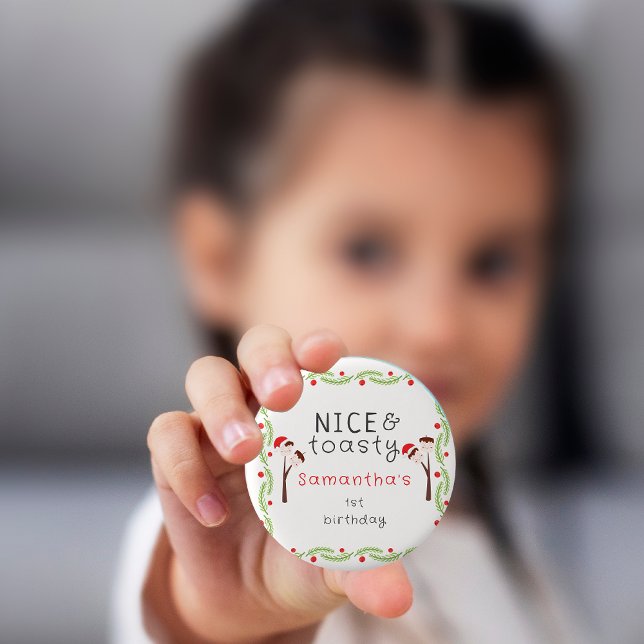 Schöne S'mores-Marshmallows Kinder-Weihnachts-Gebu Button (Von Creator hochgeladen)
