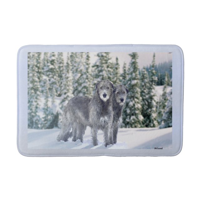 Schöne Snowy Irish Wolfhound Scene Badematte (Vorderseite)
