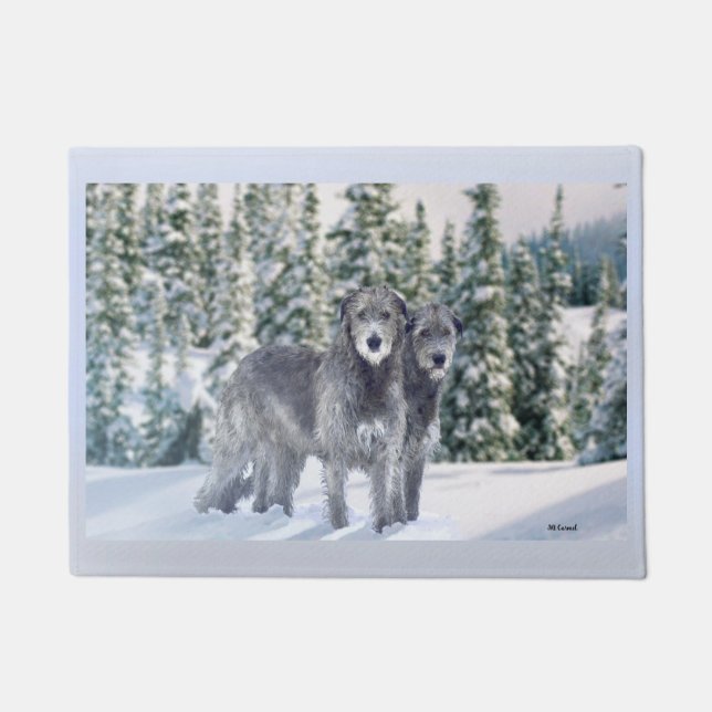 Schöne Snowy Irish Wolfhound Scene Fußmatte (Vorderseite)