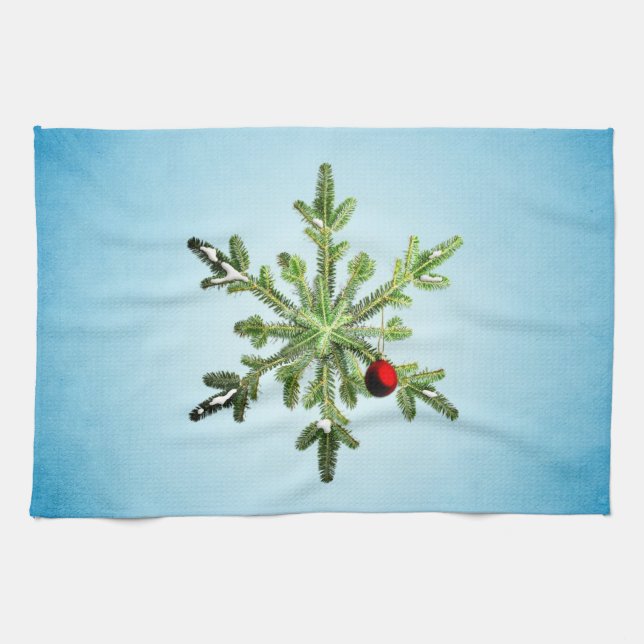 Schöne Snowy Pine Snowflake Weihnachten Handtuch (Horizontal)
