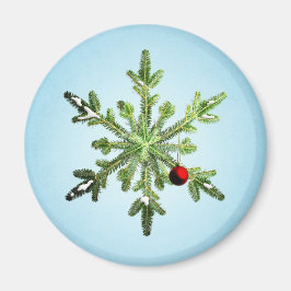 Schöne Snowy Pine Snowflake Weihnachten Magnet