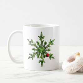 Schöne Snowy Pine Snowflake Weihnachten Tasse