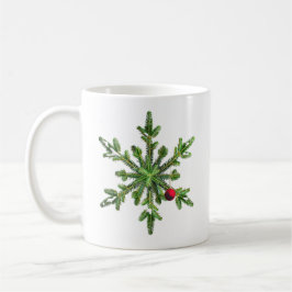 Schöne Snowy Pine Snowflake Weihnachten Tasse