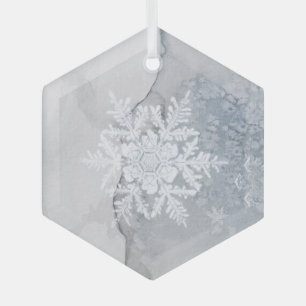 Schöne Snowy Snowflake Weihnachten Ornament Aus Glas