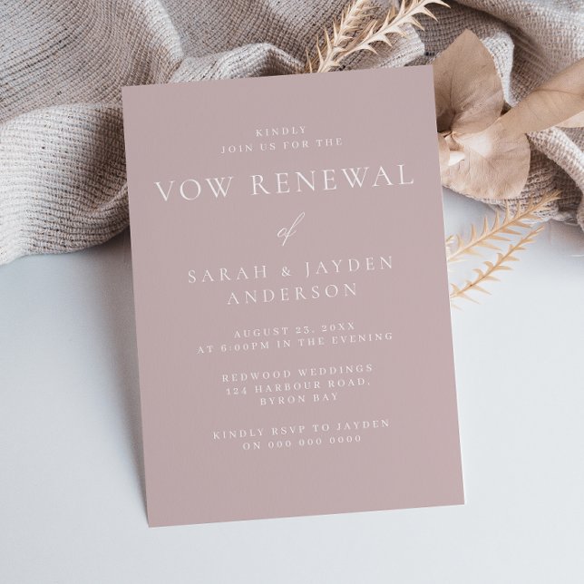 Schöne Soft Dusty Pink Moderne Vow Erneuerung Einladung (Von Creator hochgeladen)