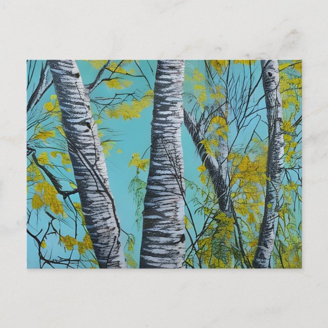 Schöne Sommer Birke Postkarte (Vorderseite)