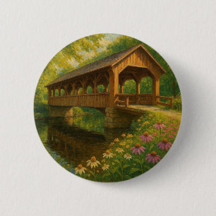 Schöne Sommer-Kunst einer überdachten Brücke Button